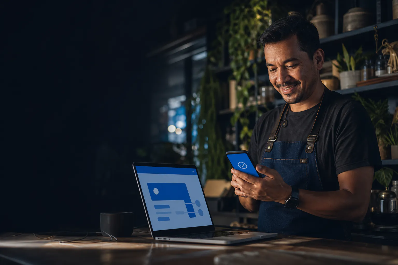 Comercio recibiendo un pago electrónico con IzyPagos